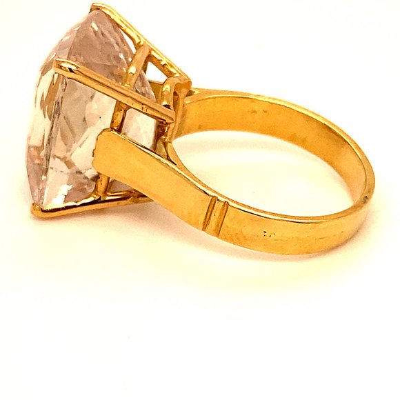 Pink Yellow Kunzite 21.80ct Solid 18K Gold Ring - Picture 5 of 6